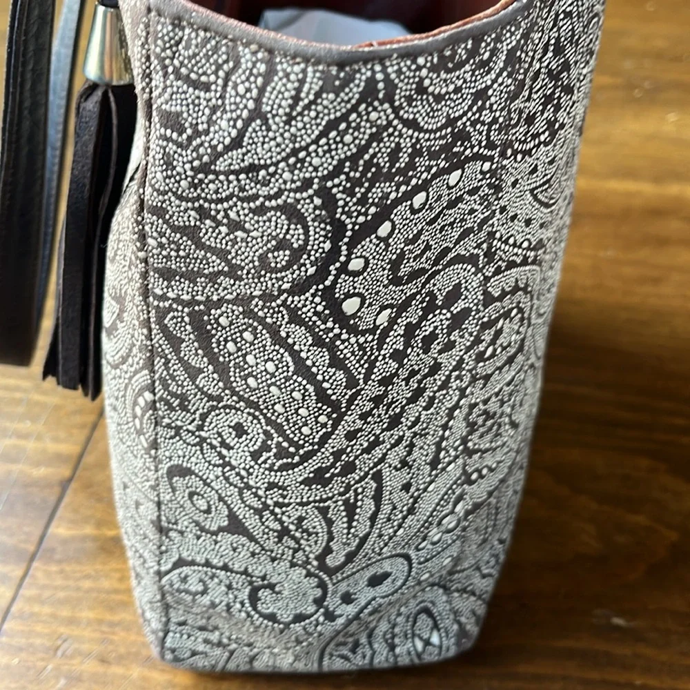 Yvelyne Ponnau Vintage Paisley Leather Tote